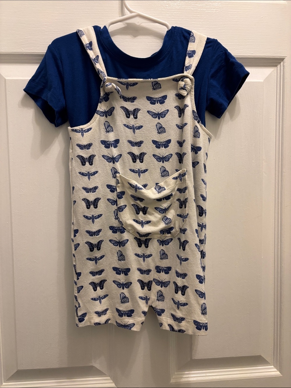 Kate Quinn Blue Moth Overalls and Tee Set